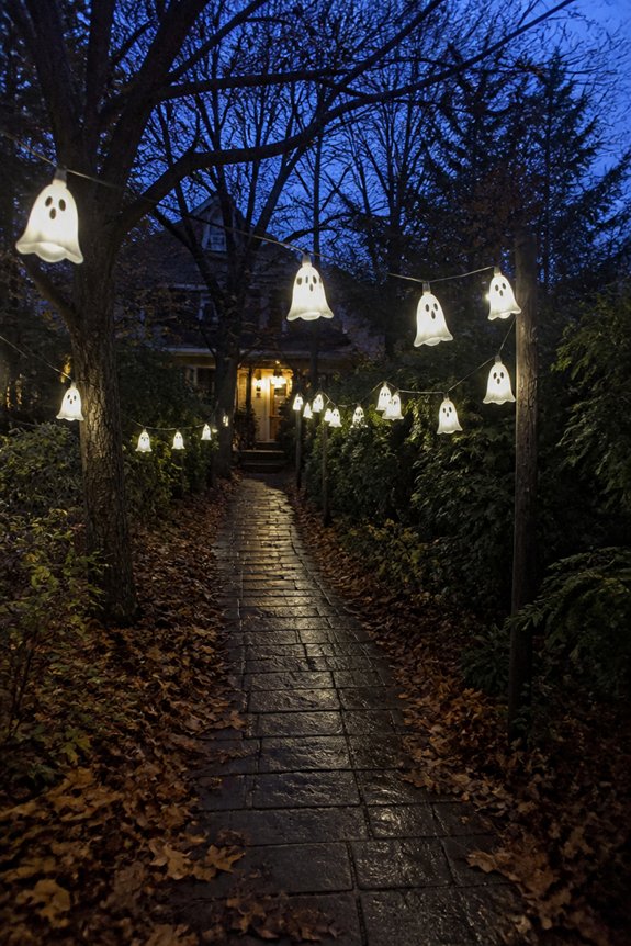 illuminated halloween garden corridor
