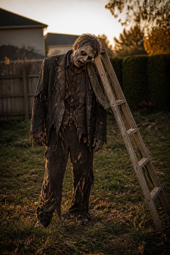 leaning ladder zombie display