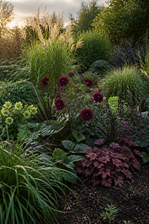 luxurious green and plum