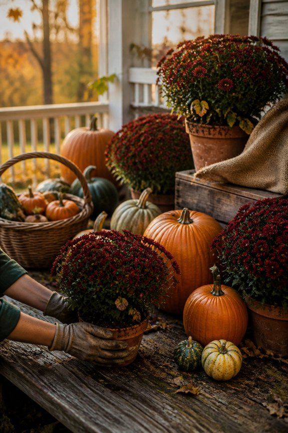 mixed pumpkin size arrangement