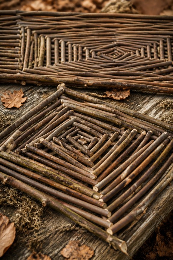 rustic branch fence sections