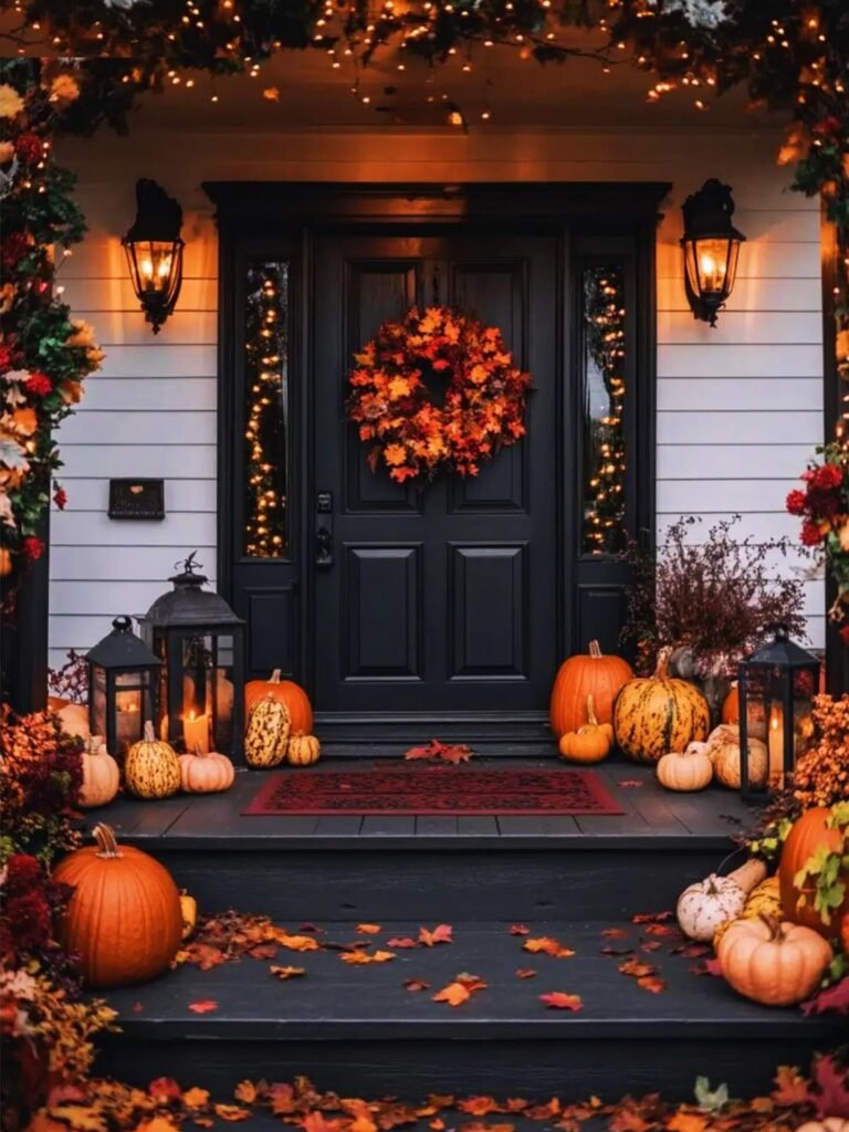 use Lanterns and Dark Containers to Make Evening Step Decor Feel Richer