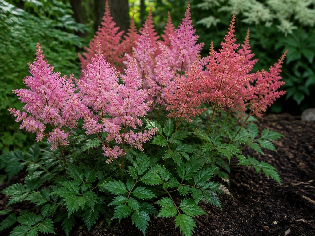 shade loving feathery perennials