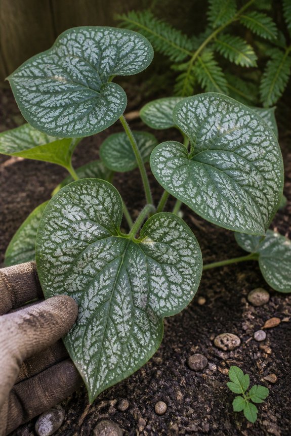 silver speckled leaves contrast greenery