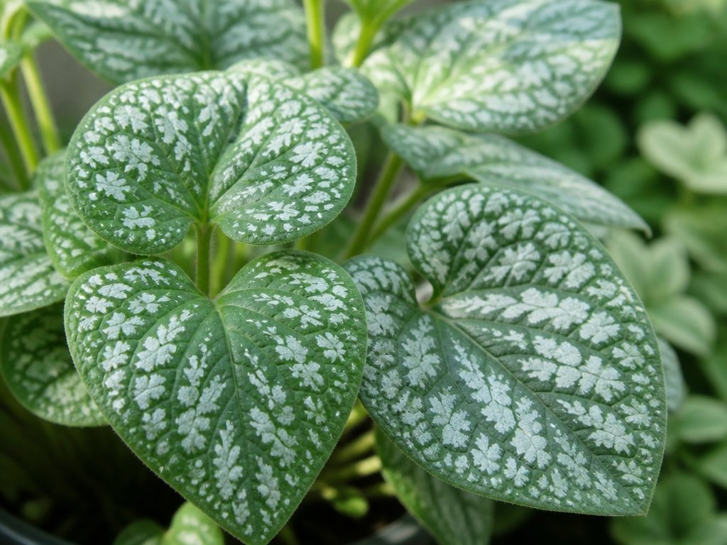 silver spotted heart shaped foliage
