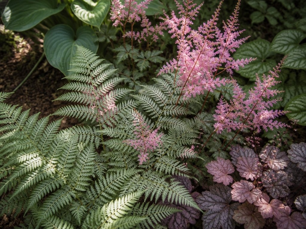 silvery ferns and blush