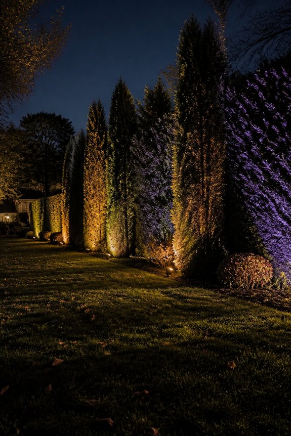 spooky backlit shrub silhouettes