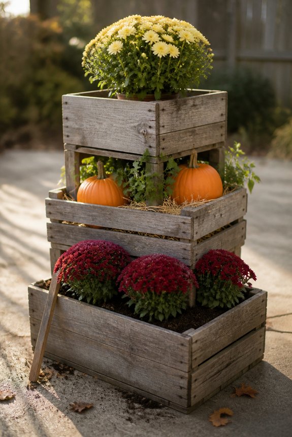 stacked crates for fall decor