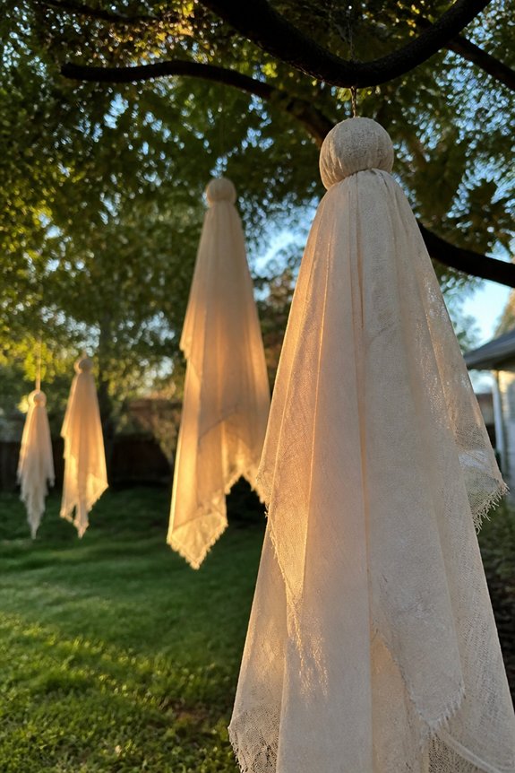 suspend cloth decorations outdoors