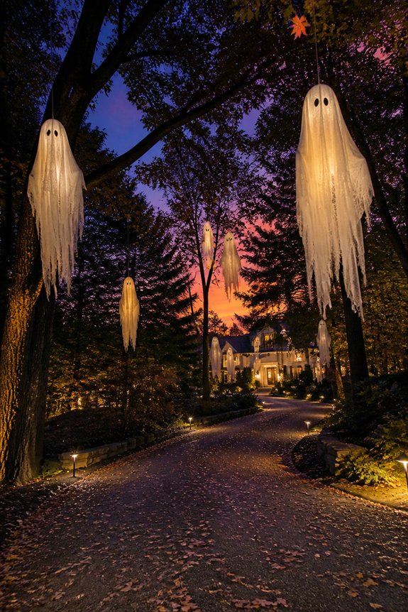 suspended ghostly figures enhance