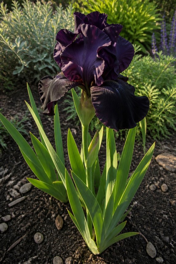 tall dramatic black irises