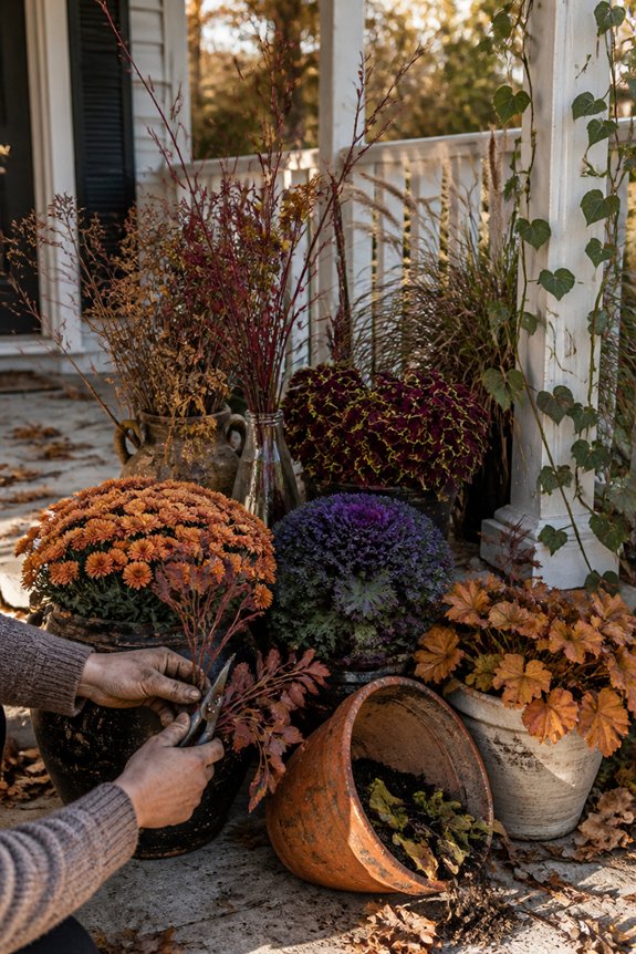 textured seasonal porch arrangements