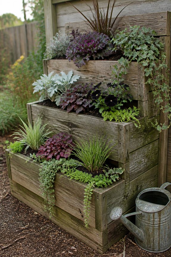 textured tiered planter display