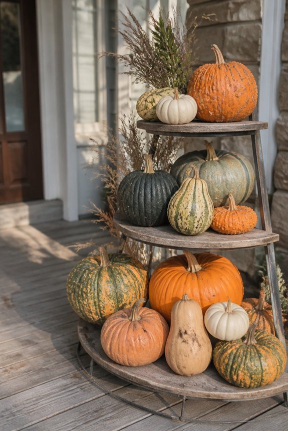tiered gourd display arrangement