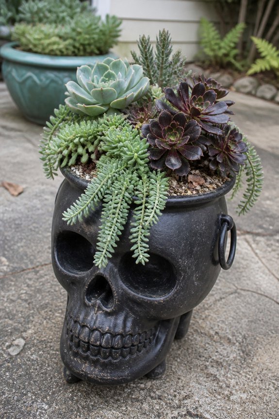 witchy planters with succulents