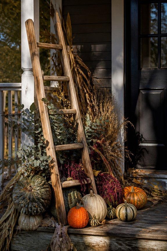 wooden ladder halloween decor