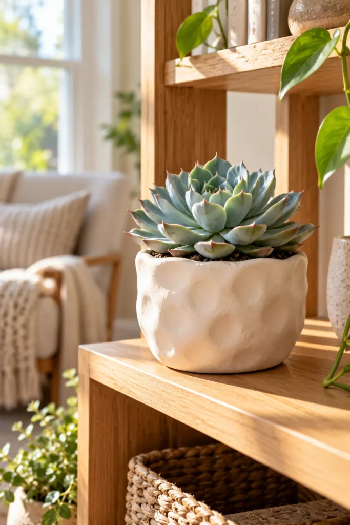 Classic pinch pot with echeveria