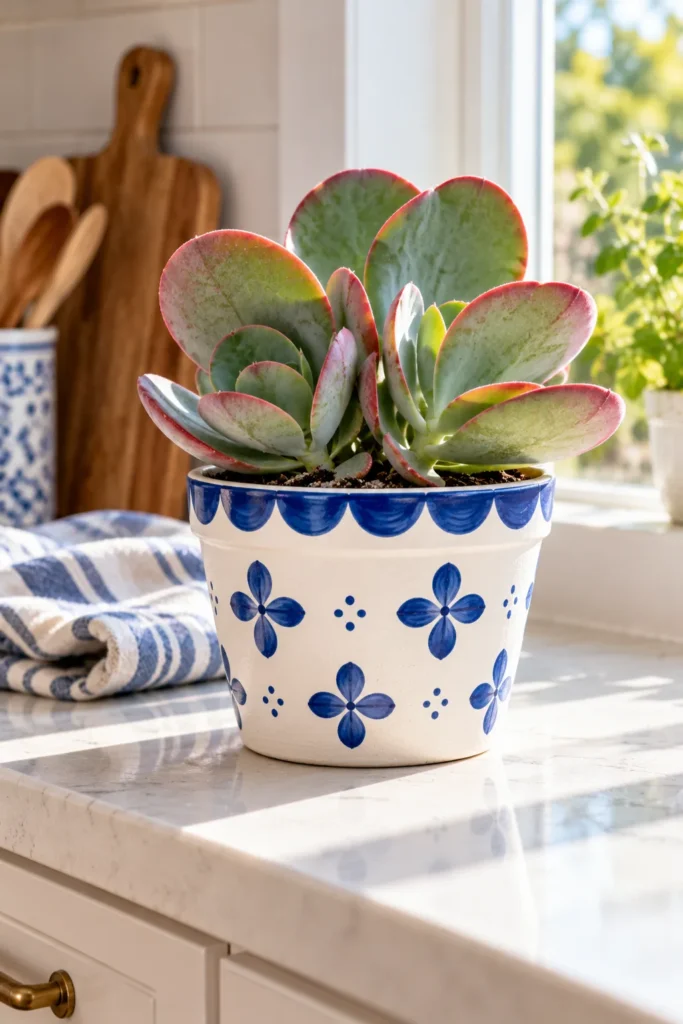 Cobalt floral paddle plant pot