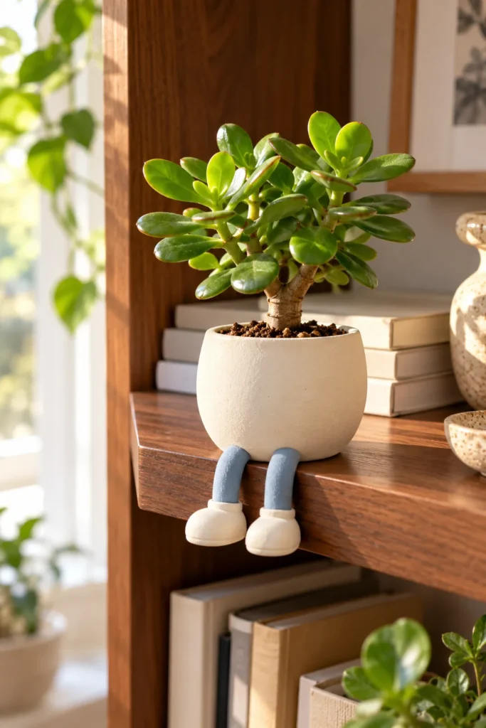Dangling-leg jade planter