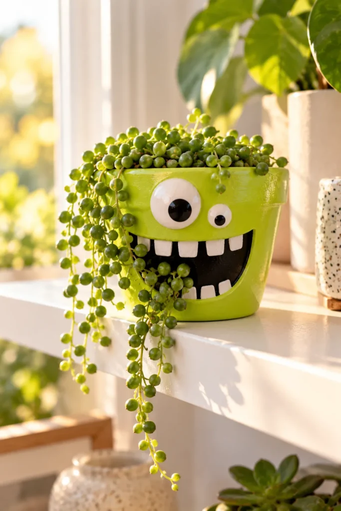 Green monster-mouth planter