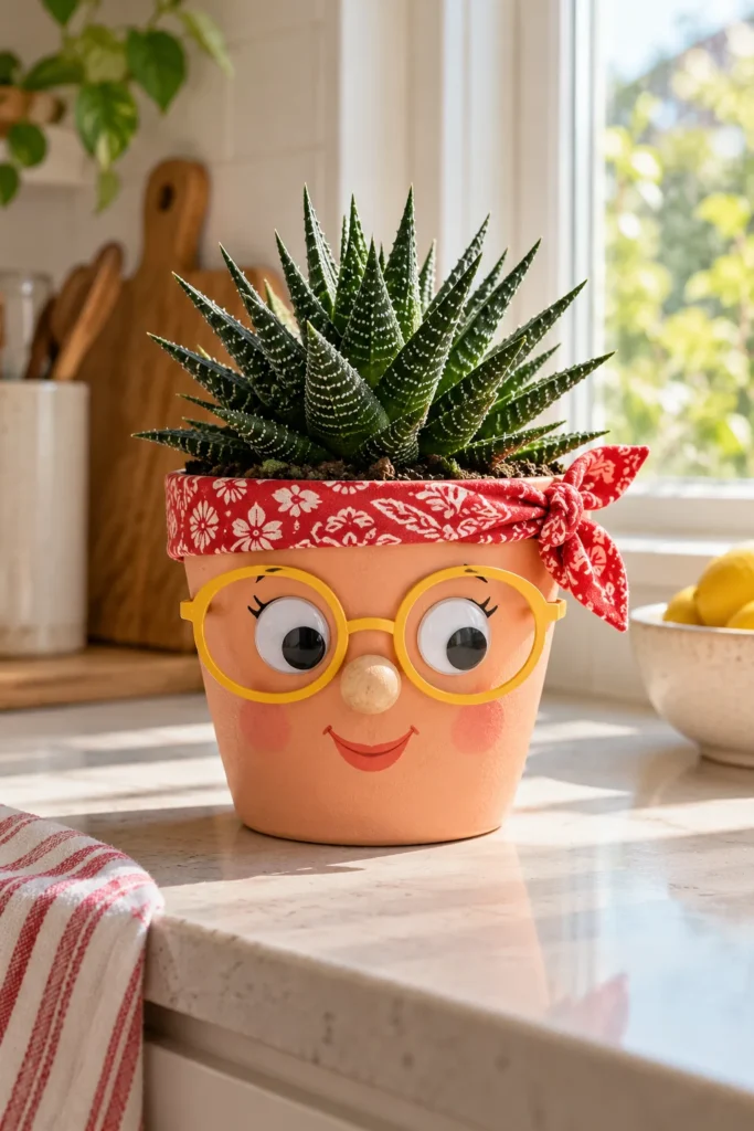 Funny face pot with party glasses