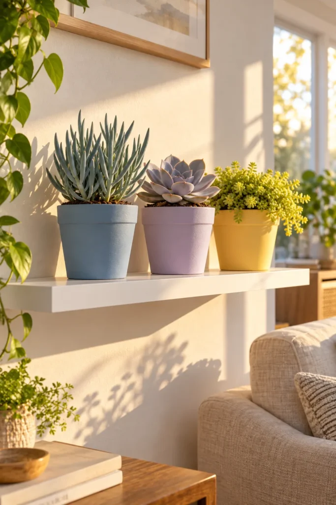 Pots Painted to Match the Succulent Inside