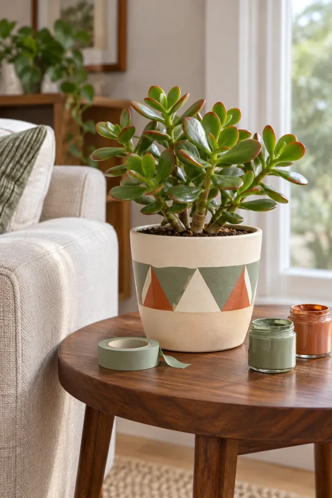 Tape-Resist Triangles in Sage, Cream, and Rust